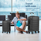 JIOABL Carry on Luggage, Hard Shell ABS Suitcase with Double Spinner Wheels, Lightweight Expandable Rolling Suit Case with TSA Lock