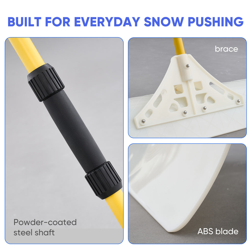 JIOABL 36 inch Snow Pusher, Reversible ABS Blade, Rust-Resistant Steel Handle, Manual Snow Plow with Multi-Point Fastening for Driveways ,Walkways and Yard