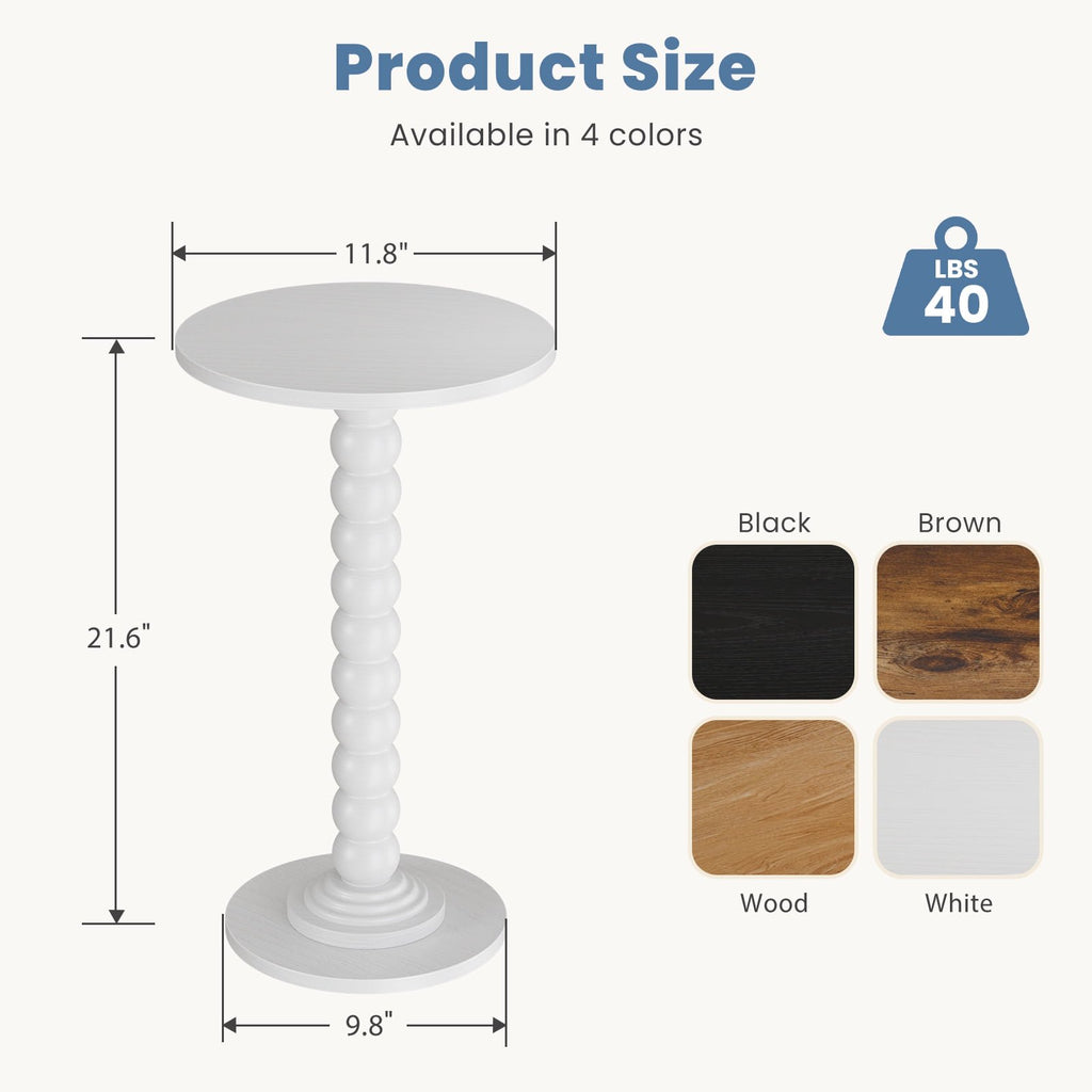 JIOABL Round Side Table, Small End Table with Waterproof MDF & Solid Wood Leg, Compact Space-Saving Accent Table for Living Room, Bedroom or Corners