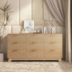 JIOABL Wood Dresser with Fluted Panel Design, Modern Storage Cabinet for Bedroom, Living Room, Hallway, Natural Oak
