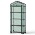 JIOABL 4-Tier Mini Greenhouse with PE Cover, Portable Plant Grow House with Zipper Door & Steel Frame for Indoor Outdoor Garden, Green
