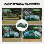 JIOABL 8 Person Camping Tent with Room Divider, Waterproof Polyester, Easy Setup, Portable with Carry Bag, Stakes & Ropes for Outdoor Camping