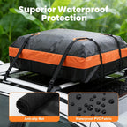 JIOABL Waterproof Car Roof Bag, 15 Cu Ft Rooftop Cargo Carrier with 6 Safety Hooks, Anti-Slip Mat, Lock, and Storage Bag for Cars & SUVs