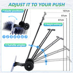 JIOABL 36 inch Snow Pusher with Wheels, Galvanized Steel Snow Plow, Adjustable Blade Angle & Handle for Driveway, Sidewalk & Walkway