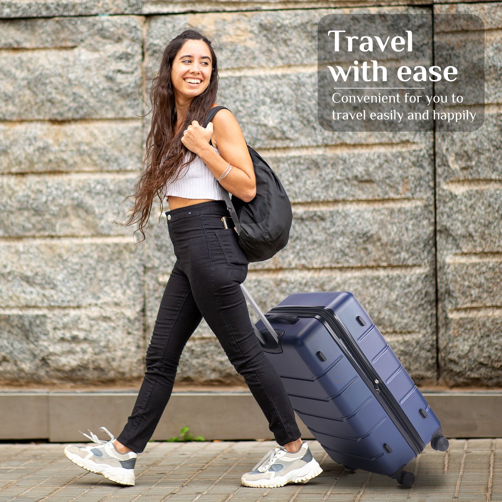 JIOABL Carry on Luggage, Hard Shell ABS Suitcase with Double Spinner Wheels, Lightweight Expandable Rolling Suit Case with TSA Lock