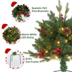 JIOABL Lighted Christmas Urn Filler, 24 in Artificial Pine Branches with 50 Warm White LEDs, 8 Modes and Timer, Indoor Outdoor Decor