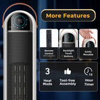 JIOABL Tall Tower Flame Heater with Light | 1500W, 4 Functions, 3s Quick Heat, 2 Heat Settings, Low Noise, Oscillation & Timer