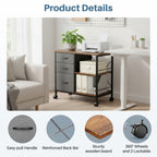 JIOABL 3-Drawer Mobile File Cabinet - Stylish Rolling Storage Solution with Open Shelf for Home Office