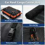 JIOABL Waterproof Car Roof Bag, 15 Cu Ft Rooftop Cargo Carrier with 6 Safety Hooks, Anti-Slip Mat, Lock, and Storage Bag for Cars & SUVs