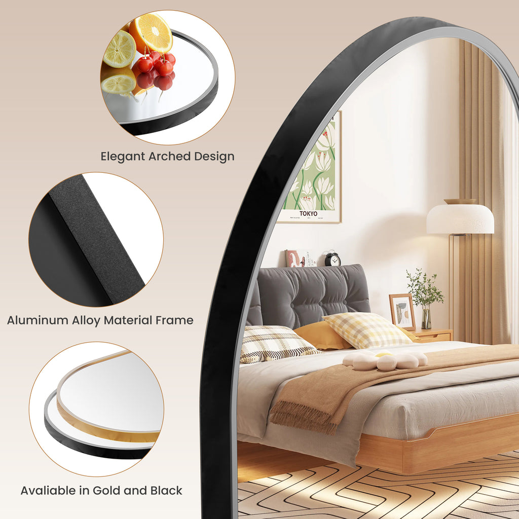 MCQ  Shatterproof Bathroom Mirror with Black Metal Frame - Tempered Glass, 2 Sided, Anti-Rust for Vanity Wall Decor
