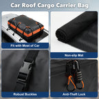 JIOABL Waterproof Car Roof Bag, 15 Cu Ft Rooftop Cargo Carrier with 6 Safety Hooks, Anti-Slip Mat, Lock, and Storage Bag for Cars & SUVs