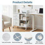 JIOABL 3-Drawer Mobile File Cabinet - Stylish Rolling Storage Solution with Open Shelf for Home Office
