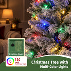 JIOABL Flocked Pre-lit Artificial Christmas Tree with Premium Multicolor Lights