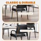 JIOABL Waiting Room Chairs No Wheels, Leather Stationary Office Reception Guest Chair with Padded Arms for Elderly Desk Conference Room Lobby Table Side Salon