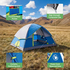 JIOABL Dome Camping Tent, Waterproof Polyester with Rainfly, Easy Setup, Ventilated Windows & Skylights, Portable Backpacking Tent