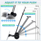 JIOABL 36 inch Snow Pusher with Wheels, Galvanized Steel Snow Plow, Adjustable Blade Angle & Handle for Driveway, Sidewalk & Walkway