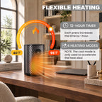 JIOABL Square Desktop Heater | 1500W, 5 Working Modes, 70° Oscillation, Quiet, Tip-Over and Overheat Safety Protection