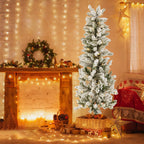 JIOABL Pre-Lit Fraser Fir Pencil Artificial Christmas Tree, Offering 8 Warm Light Modes