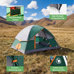 JIOABL Dome Camping Tent, Waterproof Polyester with Rainfly, Easy Setup, Ventilated Windows & Skylights, Portable Backpacking Tent