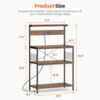 JIOABL Baker's Rack with top plate and Microwave Stand Organizer Storage Shelf for Kitchen - Ideal for Snacks, Coffee Bar, Plant Stand, or Study Room Decor Shelf