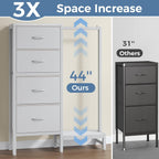 JIOABL 4 Drawer Dresser with Hanging Rack, Steel Frame, Fabric Drawers, Tall Storage Organizer for Bedroom