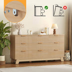 JIOABL Wood Dresser with Fluted Panel Design, Modern Storage Cabinet for Bedroom, Living Room, Hallway, Natural Oak