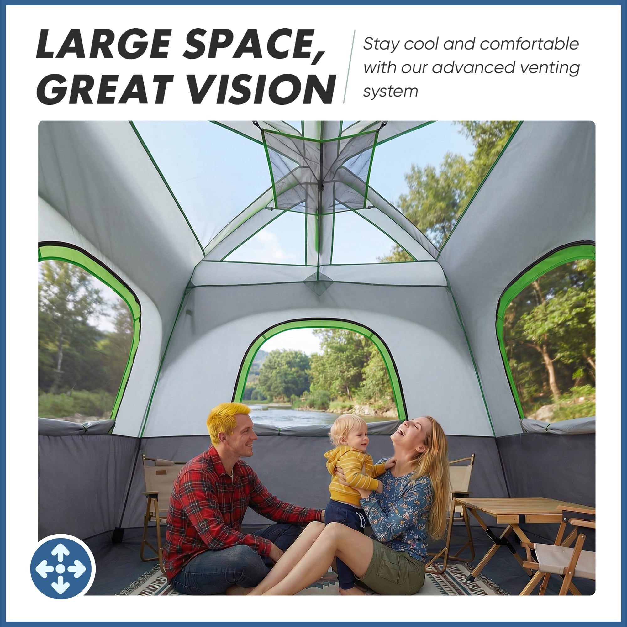JIOABL 6 Person Camping Tent with Rainfly, Waterproof Polyester, Easy Setup, Portable with Carry Bag, Stakes & Ropes for Outdoor Camping