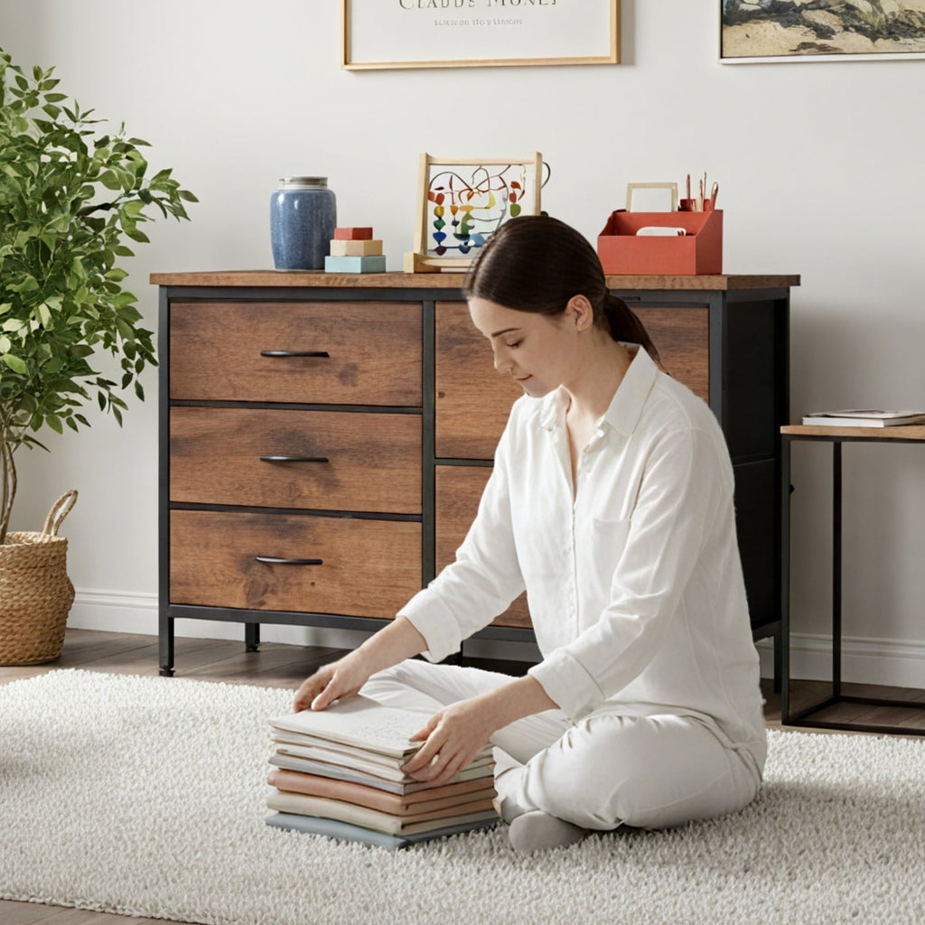 JIOABL 5-Drawer Dresser with Drawer Organizers for Bedroom, Living Room, or Closet