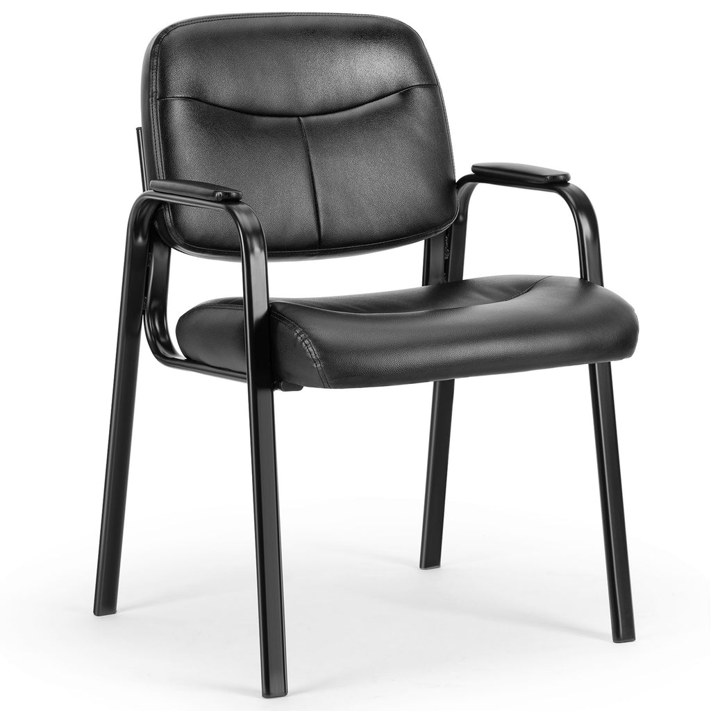 JIOABL Waiting Room Chairs No Wheels, Leather Stationary Office Reception Guest Chair with Padded Arms for Elderly Desk Conference Room Lobby Table Side Salon