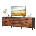 JIOABL 66 inch Wide TV Stand Dresser, 9-Drawer Storage Cabinet for 75 inch TV, Entertainment Center with Wood Top for Living Room, Black