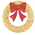 JIOABL 48 in Pre-Lit Outdoor Christmas Wreath Decoration, LED Metal Holiday Decor for Home with 140 Lights, Gold