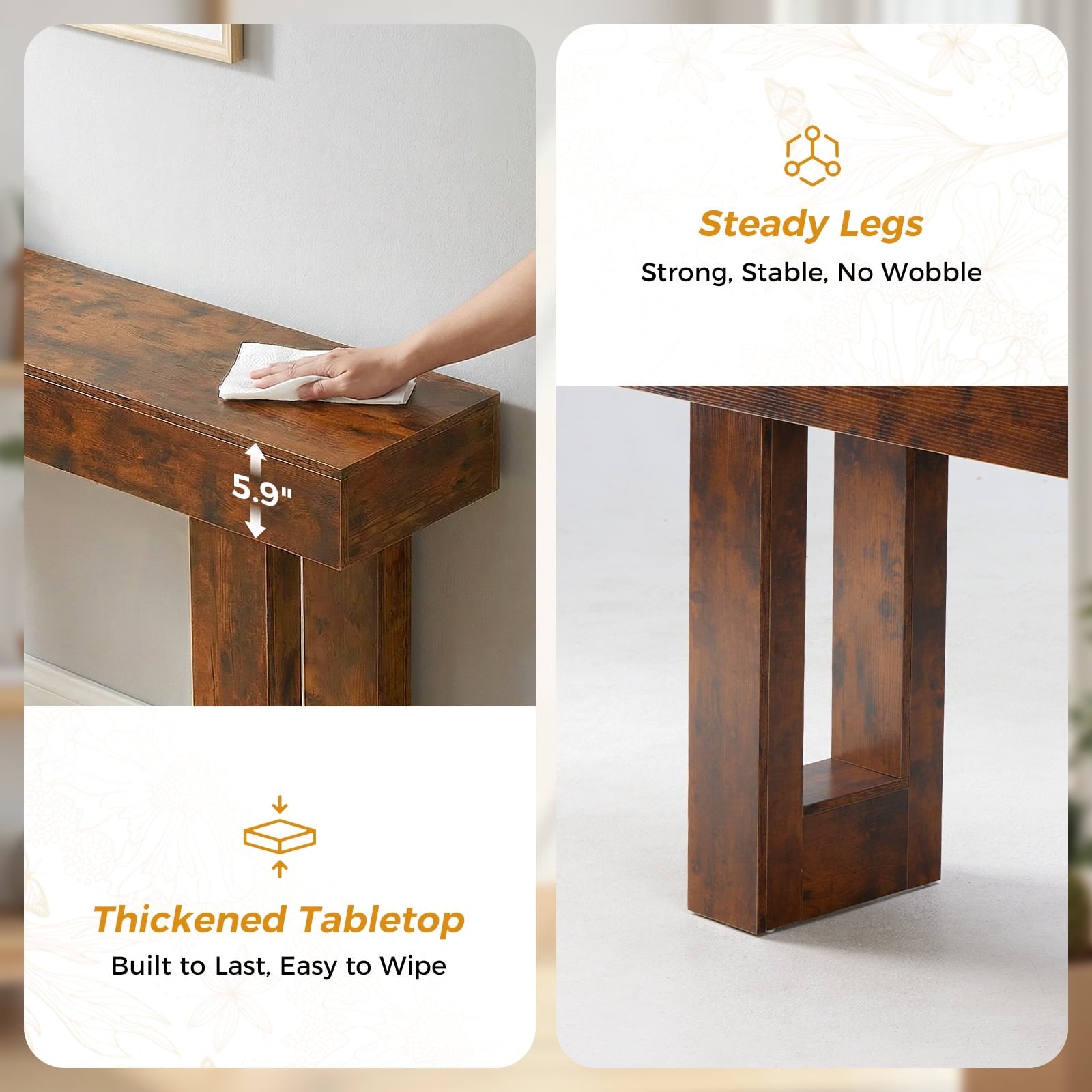 JIOABL 63" Farmhouse Console Table, Narrow Sofa Table Behind Couch, Wooden Entryway Accent Table, for Foyer, Hallway & Living Room