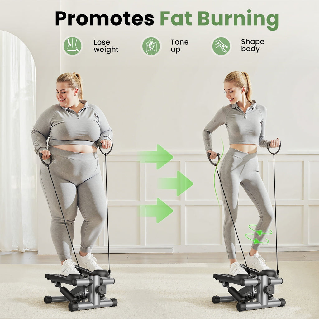JIOABL Mini Steppers Machine with Resistance Bands for Home Exercise , 300lbs Capacity