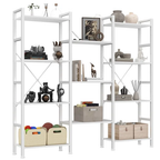 JIOABL 4-Tier Bookshelf, Freestanding Bookcase with Metal Frame, Modern Open Shelf Storage Organizer for Living Room, Bedroom, Office, Rust