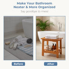 JIOABL Pine Wood Shower Bench, 250lbs Capacity, Waterproof, Non-Slip, Adjustable, for Indoor & Outdoor Use - Natural Finish