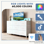 JIOABL TV Stand with  Fabric Drawers & Power Outlet, LED TV Console with USB & Type-C, Storage Dresser for Living Room