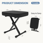 JIOABL Adjustable Piano Bench, X-Frame Music Stool with Padded Seat, Steel Frame, Cushion for Piano Keyboard Stand