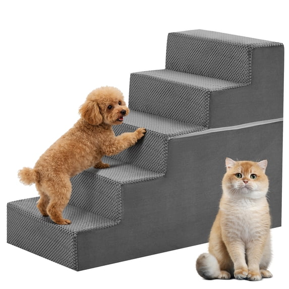 JIOABL 3-Step 13″ Dog Stairs, Right-Angle Design, High-Density Foam, Machine Washable Cover for Beds, Sofas, Cars, Indoor & Outdoor