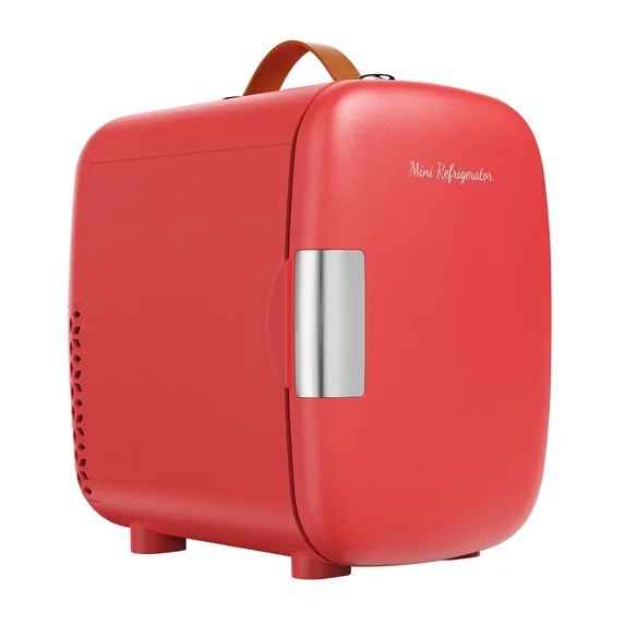 JIOABL Mini Refrigerator 4L/7 Can, Compact Small Fridge, Cosmetics Cooler for RV Use, Skincare, Bedroom, Car, Black