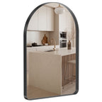 JIOABL Arched-Top Rectangular Wall-Mounted Mirror – Aluminum Frame, HD Tempered Glass, Perfect for Bathroom, Bedroom & Living Room