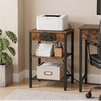 JIOABL 3-Tier Side Table with USB & AC Charging Station, Adjustable Shelves, Multi-Use for Living Room & Bedroom