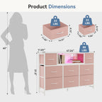 JIOABL TV Stand with  Fabric Drawers & Power Outlet, LED TV Console with USB & Type-C, Storage Dresser for Living Room