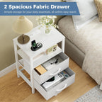 JIOABL Nightstand with USB & Type-C Charging, Fabric Drawers, Metal Frame