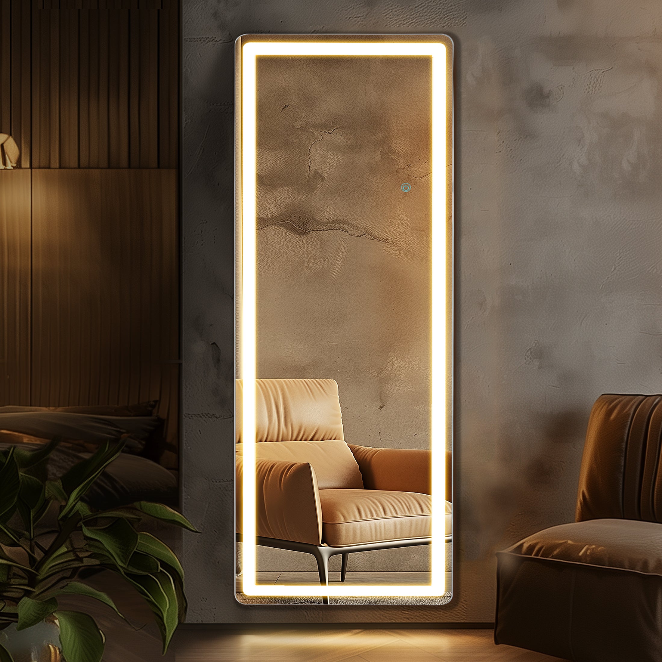 MCQ Arched Full Length Mirror with LED Lights, Lighted Floor Mirror with Stand, 3 Color Lighting For Bedroom Dressing Room Cloakroom, White