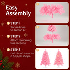 JIOABL Pre-Lit Artificial Christmas Tree, Pre Strung LED Lights, Indoor Xmas Holiday Decor with Metal Stand