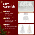 JIOABL Pre-Lit Artificial Christmas Tree, Pre Strung LED Lights, Indoor Xmas Holiday Decor with Metal Stand