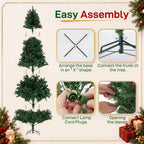 JIOABL Pre-Lit Artificial Spruce Christmas Tree, Pre-Decorated with Pinecones & Berries, Sturdy Metal Stand Base