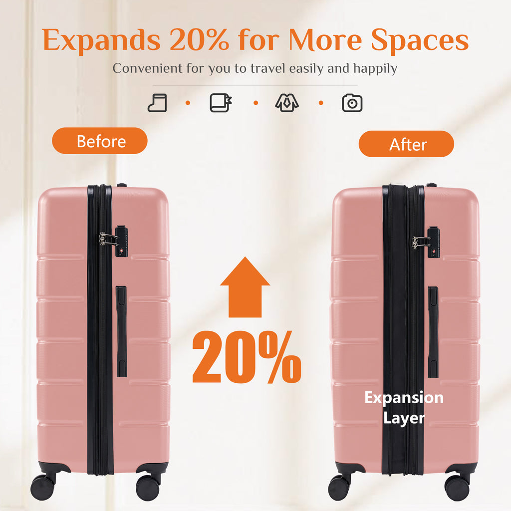 JIOABL Carry on Luggage, Hard Shell ABS Suitcase with Double Spinner Wheels, Lightweight Expandable Rolling Suit Case with TSA Lock