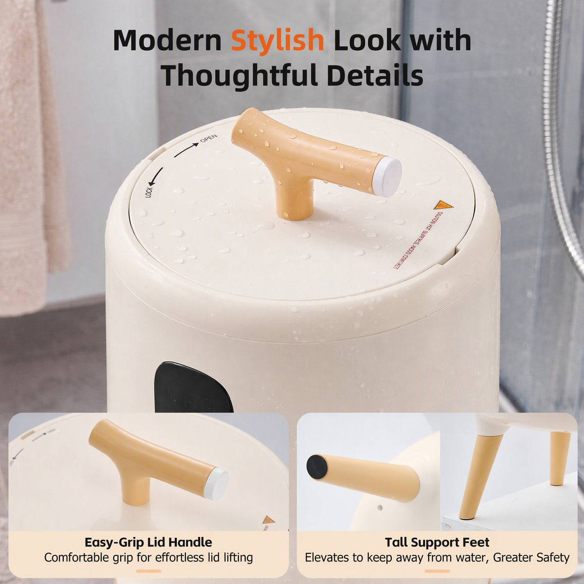 JIOABL 20L High-Leg Round Towel Warmer Bucket | Fits Two 40"x70" Towels, One-Touch, 60 Min Timer, Bluetooth Speaker & Ambient Ligh