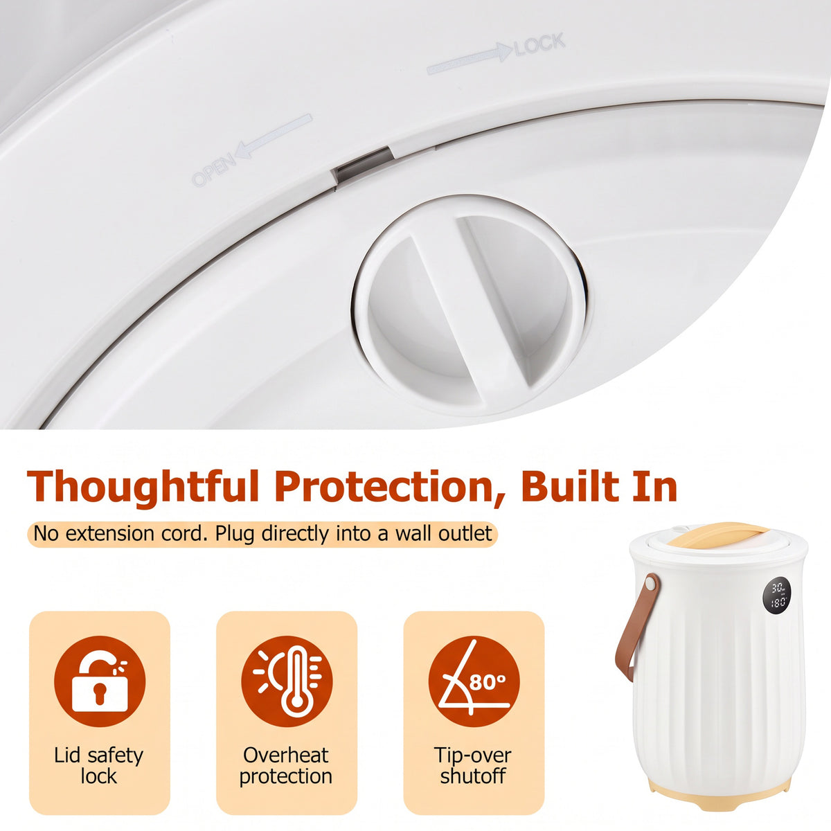 JIOABL 20L Towel Warmer, with Handle & Aroma Disc Holder, Holds Two 40“x70” Oversized Towels, Suitable for Robes, Blankets & Pajamas